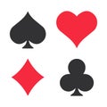 Playing card suits icon set. Casino symbols. Vector illustration